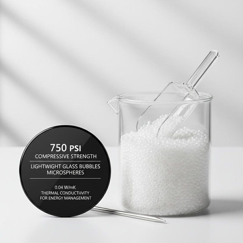 750 Psi Druksterkte Lichtgewicht Glasbubbel Microsferen met 0,04 W/mK Thermische Geleidbaarheid voor Energiebeheer