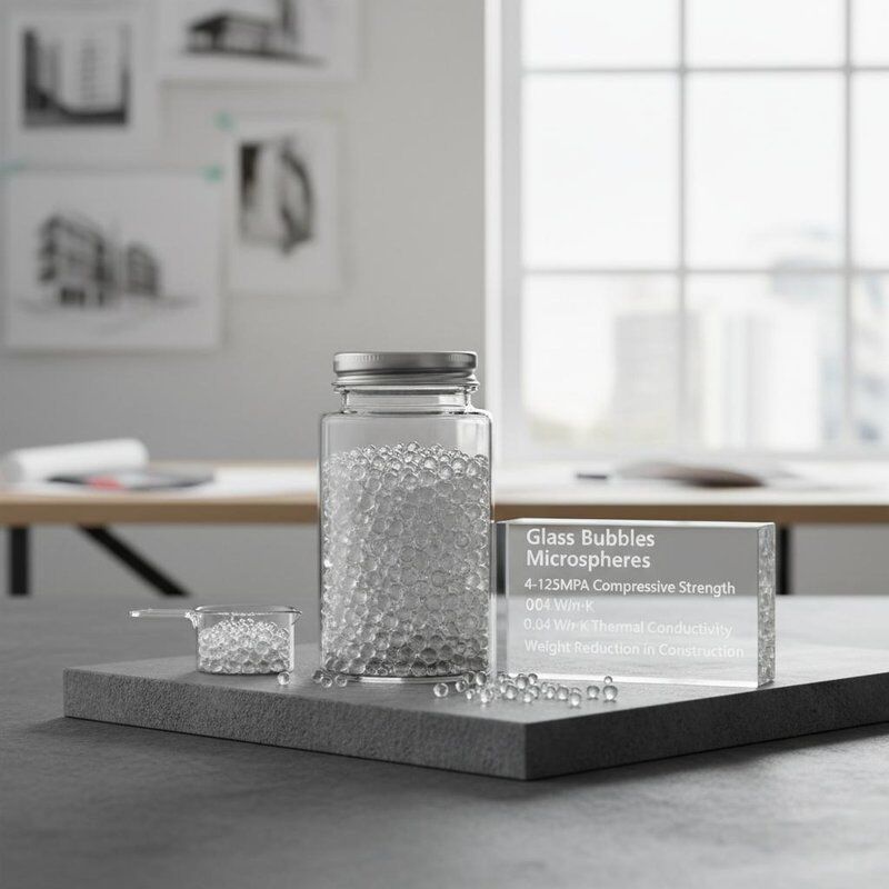 Glaasbolletjes Microsferen met 4-125MPa Druksterkte en 0,04 W/m·K Thermische Geleidbaarheid voor Gewichtreductie in de Bouw