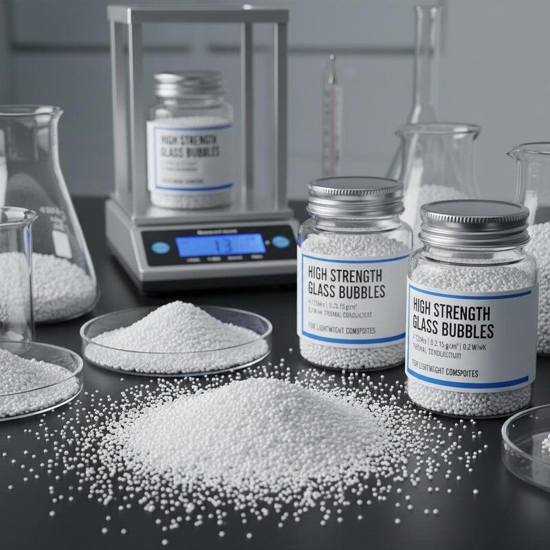 Hoge sterkte 4-125MPa glazen microbolletjes met een bulkdichtheid van 0,12-0,15 g/cm³ en een thermische geleidbaarheid van 0,2 voor lichtgewicht composieten