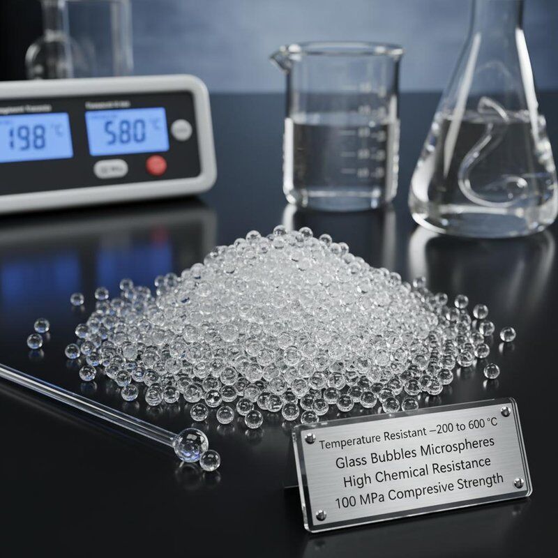 Temperatuurbestendig -200 tot 600 °C Glasbubbel Microsferen met Hoge Chemische Bestendigheid en 100 MPa Druksterkte