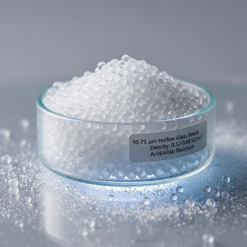 10-75 µm Diameter Holle Glaskralen met 0,12-0,60 G/cm³ Dichtheid en Goede Weerstand Tegen Zuren En Alkaliën