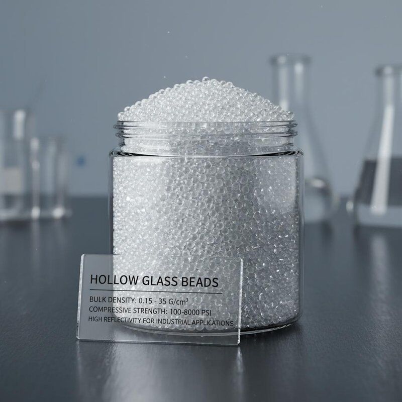 Holle glazen korrels met 0,15 - 0,35 G/cm3 Bulk Density, 100-8000 Psi compressievermogen en hoge reflectiviteit voor industriële toepassingen