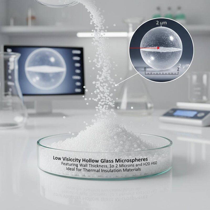 Low Viscosity Hollow Glass Microspheres with Wall Thickness 1 to 2 Microns and H20 H60 Size for Thermal Insulation
