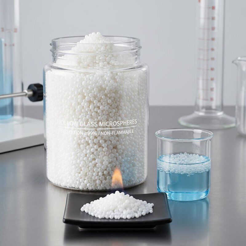 Niet-ontvlambare holle glasmicrosferen met een floatatie van ≥99% en een lage viscositeit voor industriële toepassingen