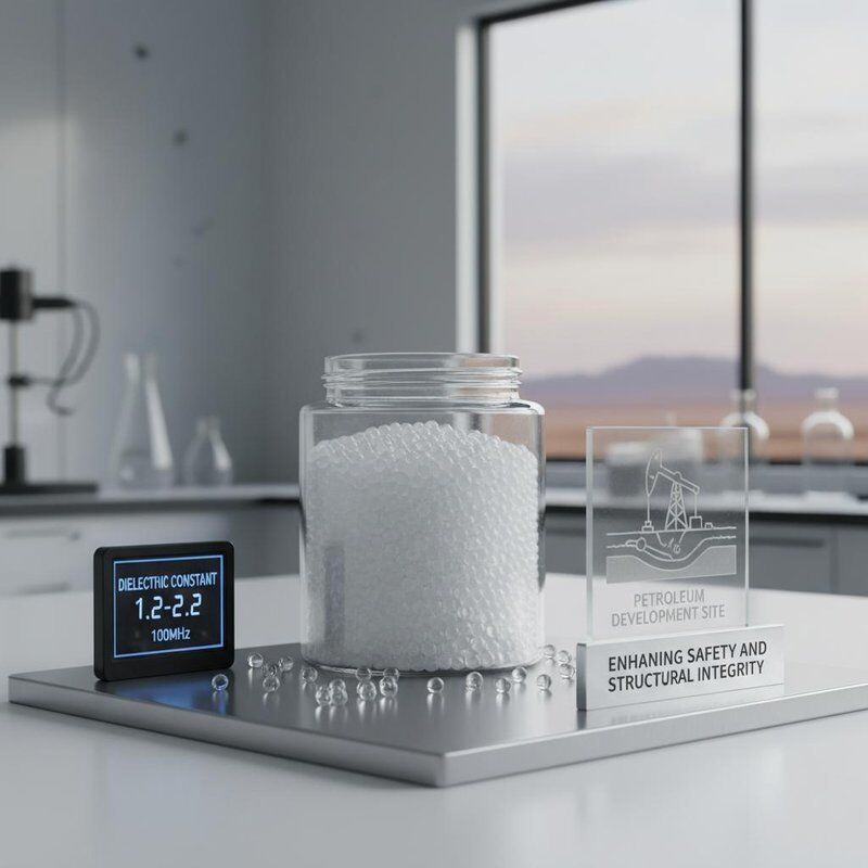 Non-flammable Hollow Glass Microspheres with Low Dielectric Constant and High Compressive Strength for Petroleum Development